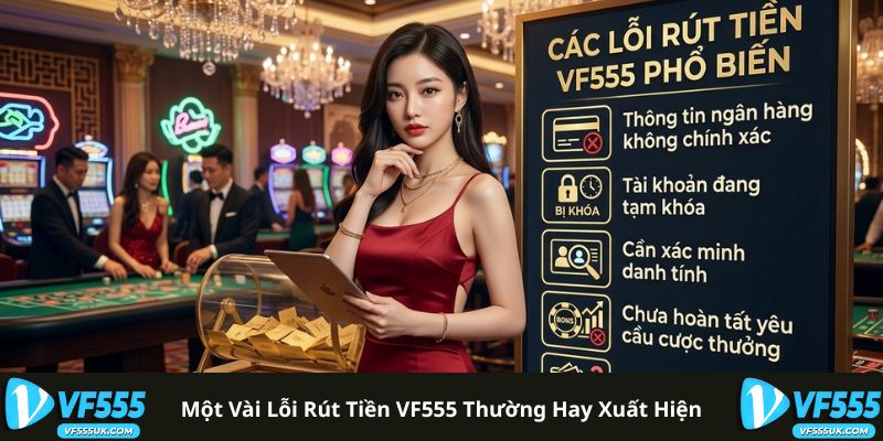Một vài lỗi rút tiền VF555 thường hay xuất hiện
