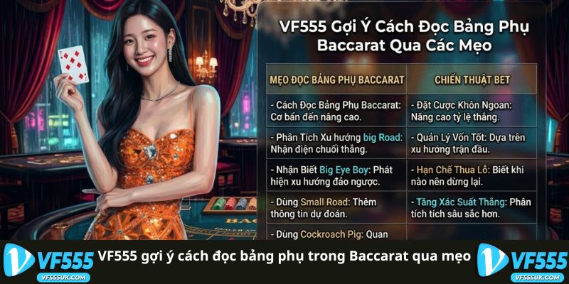 VF555 gợi ý cách đọc bảng phụ trong Baccarat qua mẹo